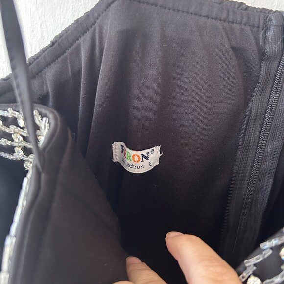 Peron Collection Formal Dress Womens Large Black Fitted Jeweled Sweetheart Neck - Picture 4 of 7